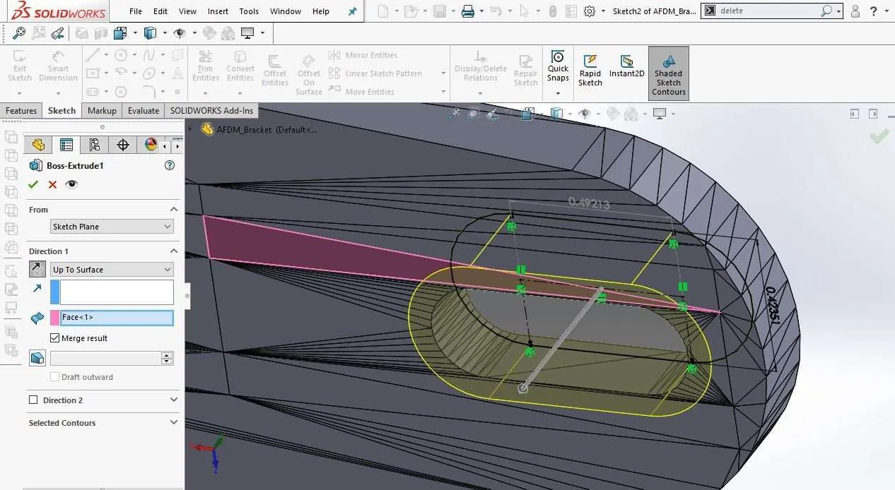 Extrude feature in SOLIDWORKS