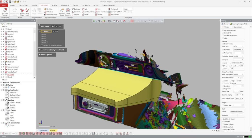 Surface extrusion in Geomagic Design X