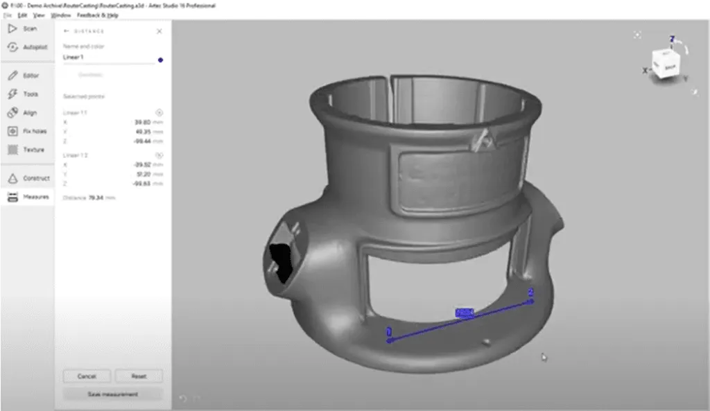 Artec Studio linear measurement