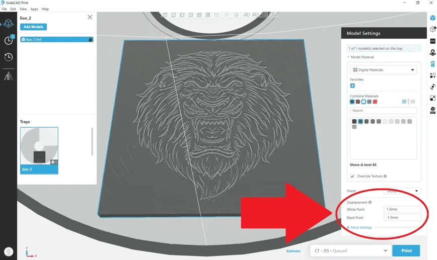 GrabCAD print settings for bump map for 3D print stamps