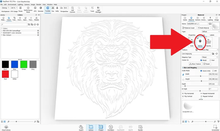 KeyShot 10 Bump Map Texture for Exporting as 3MF for 3D Printing PolyJet Stamp Tests for 3D print stamp