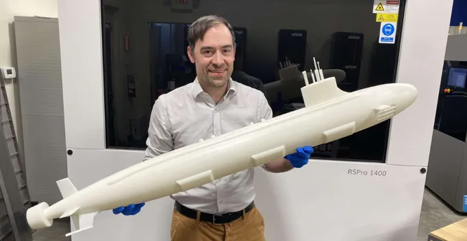 Dan Straka with 3D Printed USS-CT Submarine