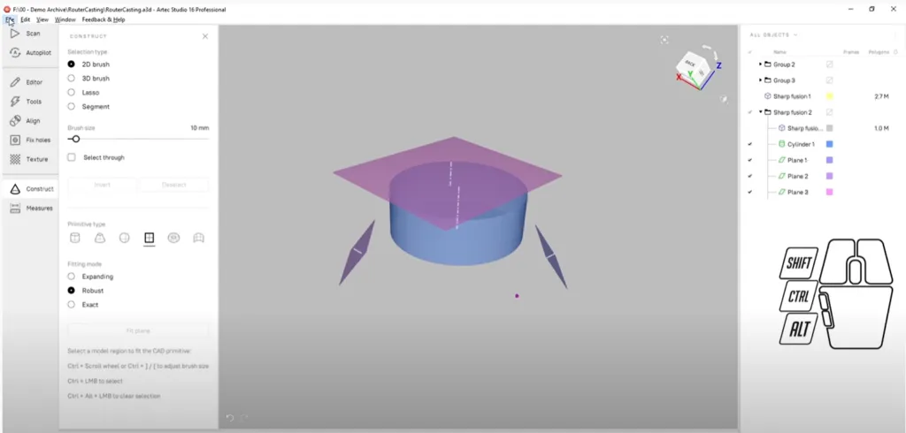 Hide mesh and export in Artec Studio