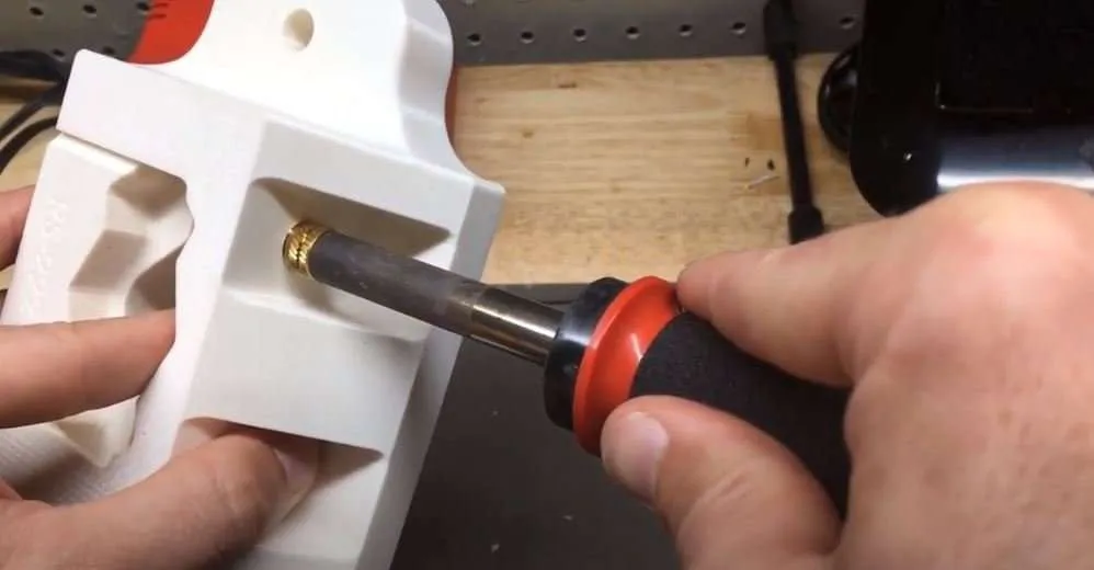 Inserting heat set into FDM Part